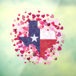 Texas in a Field of Hearts - Valentine's Day Window Cling<br><div class="desc">We say things come from deep in the heart in Texas,  and,  well,  we have a lot of heart! This elegant design shows Texas in the state flag colors on a bed of hearts in different pinks. Matching products available.</div>