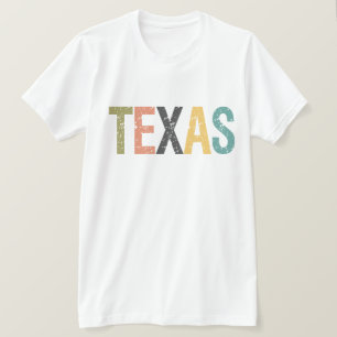Texas in faded retro color lettering T-Shirt