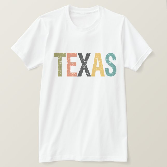 Texas in faded retro color lettering T-Shirt (Design Front)