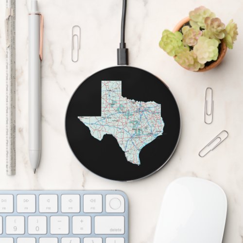 Texas Interstate Map Wireless Charger