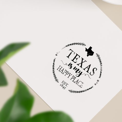 Texas is My Happy Place Circle Rubber Stamp