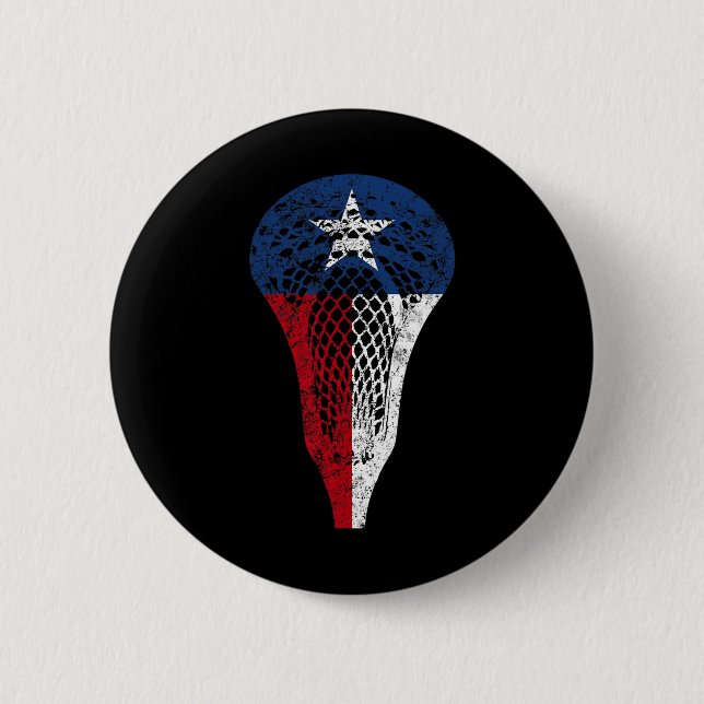 Texas Lacrosse Texan State Flag Lax Stick Tee  Button (Front)
