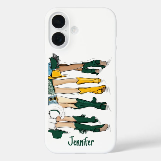 Texas Ladies Fashion Cowboy Boot Gold Green Case-Mate iPhone Case (Back)