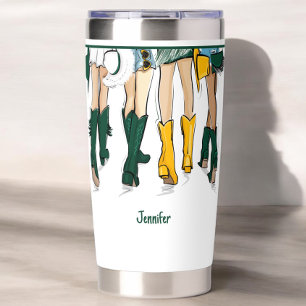 Texas Ladies Fashion Cowboy Boot Green Gold Insulated Tumbler