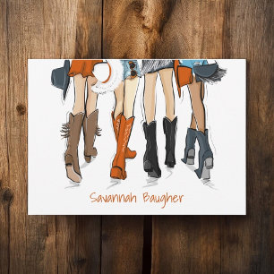Texas Ladies Fashion Cowboy Boots Burnt Orange Invitation