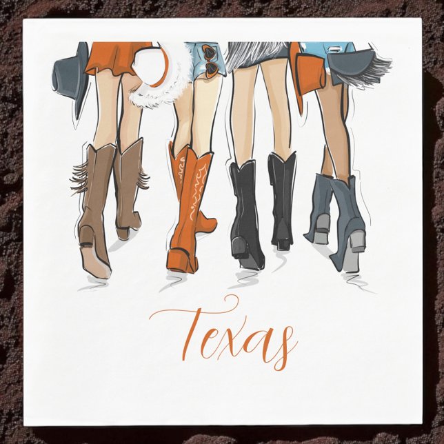 Texas Ladies Fashion Cowboy Boots Burnt Orange Napkins (Creator Uploaded)