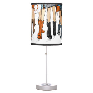 Texas Ladies Fashion Cowboy Boots Hat Burnt Orange Table Lamp