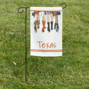 Texas Ladies Fashion Cowboy Boots Orange Garden Flag