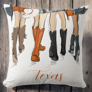 Texas Ladies Fashion Cowboy Boots Orange Throw Pillow