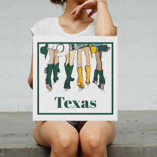 Texas Ladies Fashion Illustration Green & Gold  Faux Canvas Print