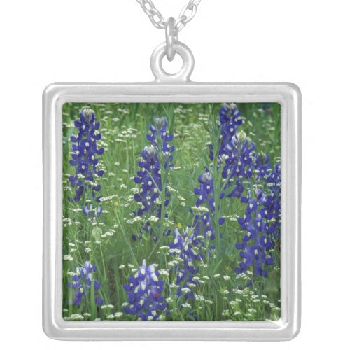 Texas Lake Buchanan Texas Bluebonnet and Wild Silver Plated Necklace