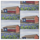 Texas Landscape Barn With Bluebonnets 4.5" Block Fabric