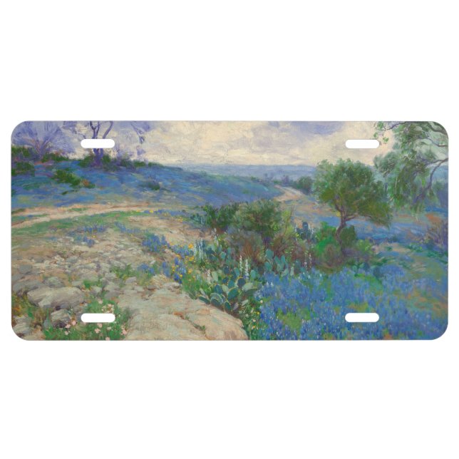 Texas Landscape With Bluebonnets Julian Onderdonk License Plate (Front)