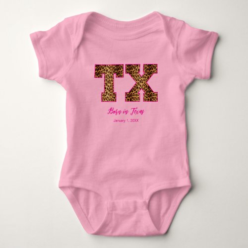 Texas Leopard Font USA State Pride Custom Baby Bodysuit
