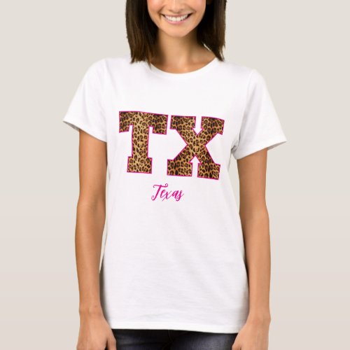 Texas Leopard Font USA State Pride Custom T_Shir T_Shirt