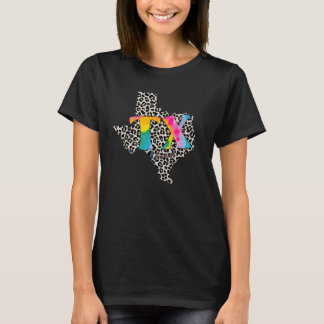 Texas Leopard Tie Dye Sublimation Happy First Day  T-Shirt