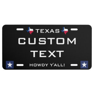 Texas License Plate Custom Text