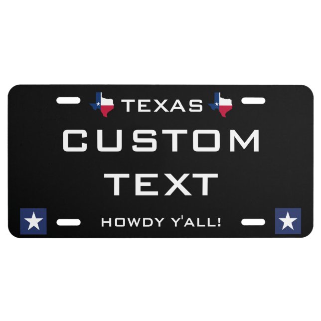 Texas License Plate Custom Text (Front)