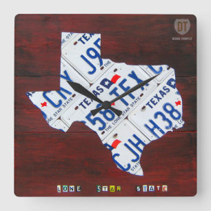 Texas License Plate Map Clock
