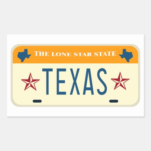 Texas License Plate The Lone Star State Rectangular Sticker