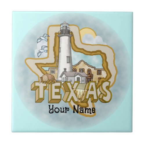 Texas Lighthouse custom name Tile
