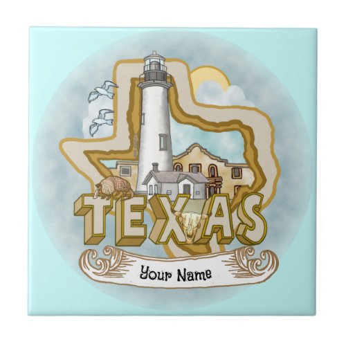 Texas Lighthouse custom name Tile