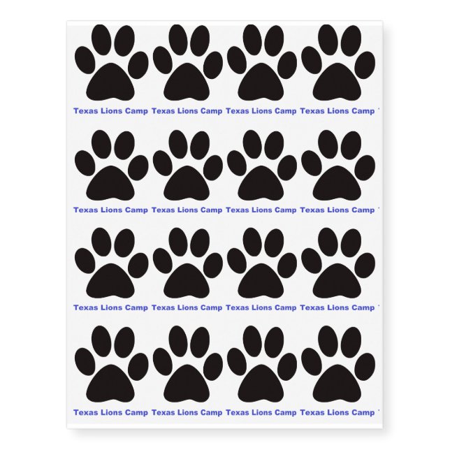 Texas Lions Camp 16 count Temporary Tattoos (Front)