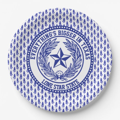  Texas Logo Bluebonnet Pattern Your Text  Paper Plates