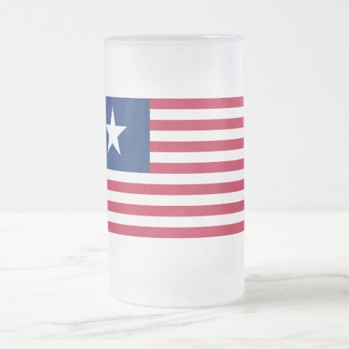 Texas Lone Star and Stripes Frosted Glass Beer Mug
