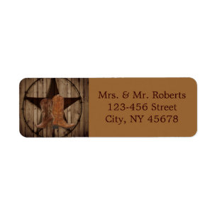Texas Lone Star Country Western Cowboy Wedding Label