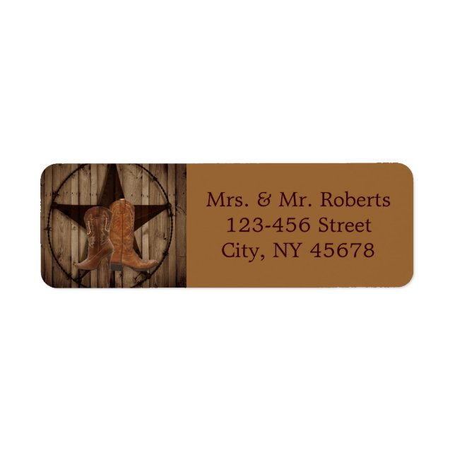 Texas Lone Star Country Western Cowboy Wedding Label (Front)