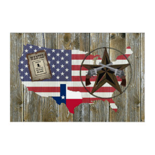 Texas Lone Star Dueling Pistols Most Wanted Sign Acrylic Print