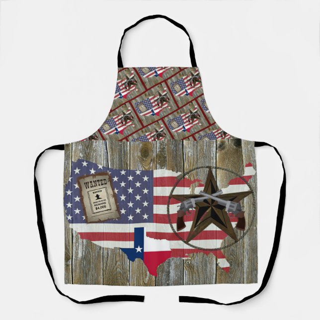 Texas Lone Star Dueling Pistols Most Wanted Sign Apron (Front)
