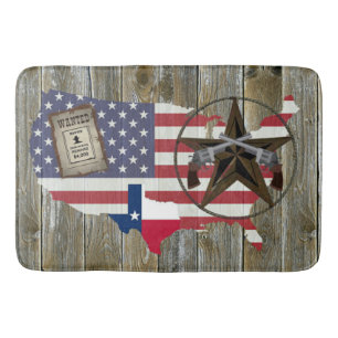 Texas Lone Star Dueling Pistols Most Wanted Sign Bath Mat