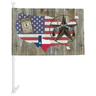 Texas Lone Star Dueling Pistols Most Wanted Sign Car Flag
