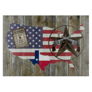 Texas Lone Star Dueling Pistols Most Wanted Sign Cutting Board