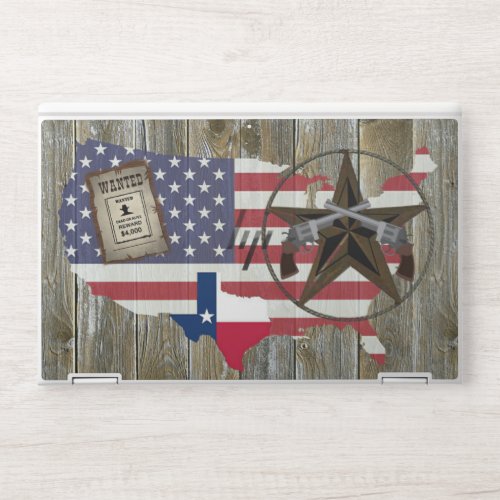 Texas Lone Star Dueling Pistols Most Wanted Sign HP Laptop Skin