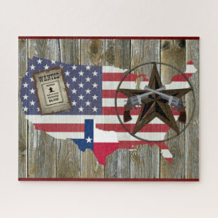 Texas Lone Star Dueling Pistols Most Wanted Sign Jigsaw Puzzle