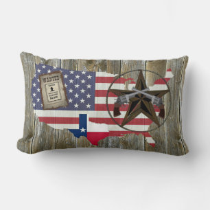 Texas Lone Star Dueling Pistols Most Wanted Sign Lumbar Pillow