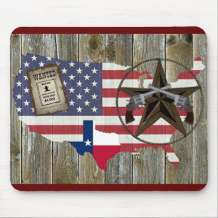 Texas Lone Star Dueling Pistols Most Wanted Sign Mouse Pad