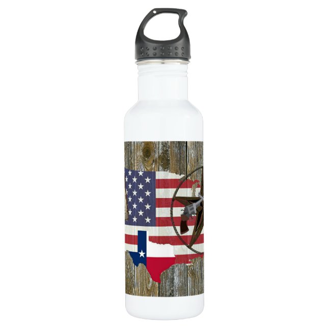 Texas Lone Star Dueling Pistols Most Wanted Sign Stainless Steel Water Bottle (Front)
