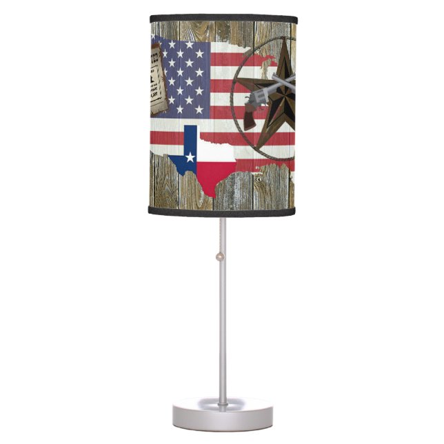 Texas Lone Star Dueling Pistols Most Wanted Sign Table Lamp (Front)
