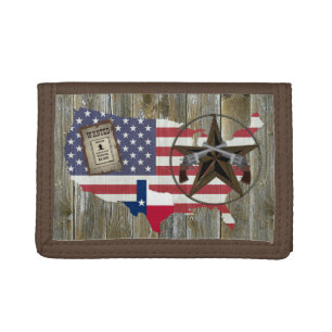 Texas Lone Star Dueling Pistols Most Wanted Sign Trifold Wallet