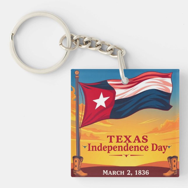 Texas Lone Star Flag Cowboy Boots Decor Keychain (Front)