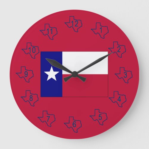 Texas Lone Star Flag Large Clock