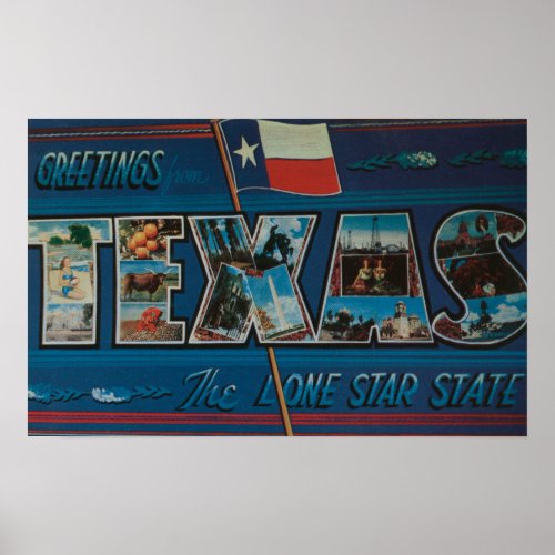 Texas Lone_Star FlagLarge Letter Scenes Poster