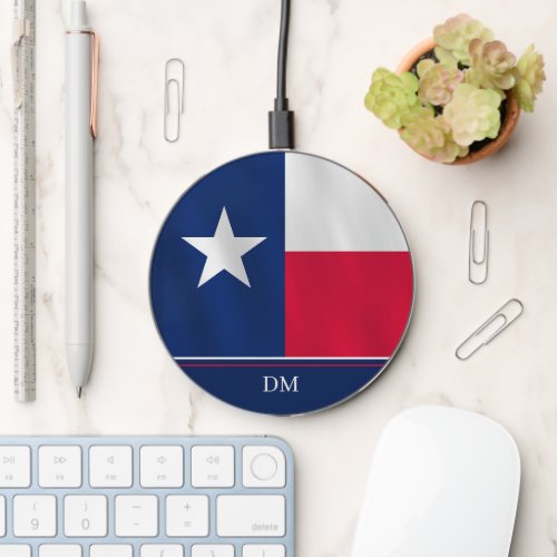 Texas Lone Star Flag Monogram Wireless Charger