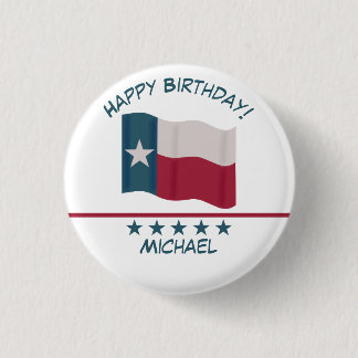 Texas Lone Star Flag Name Personalize Birthday Button
