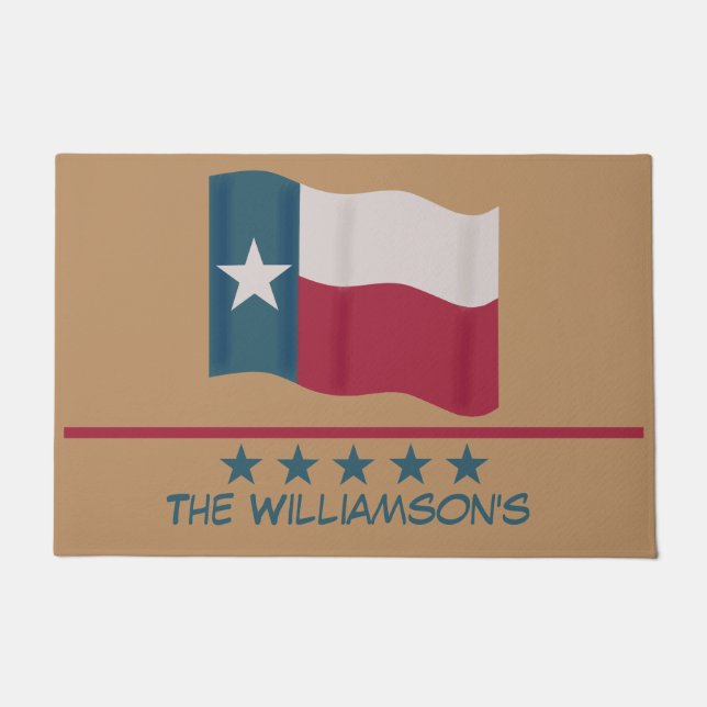 Texas Lone Star Flag Name Personalized Doormat (Front)