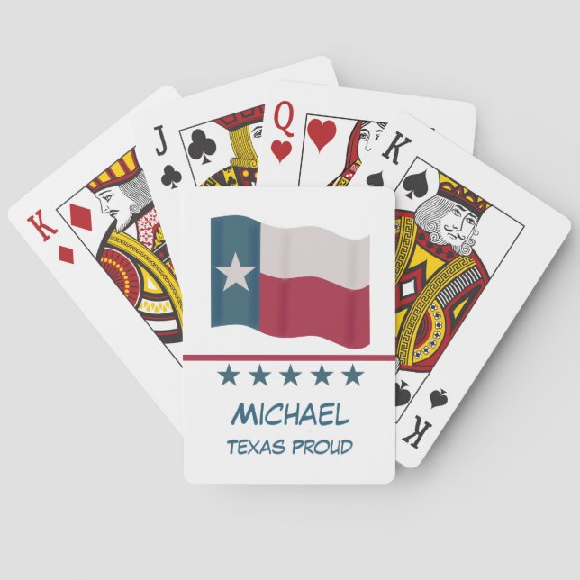 Texas Lone Star Flag Name Personalized Proud Poker Cards (Back)